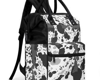 Große Kapazität Windel Tasche Rucksack Still Tasche Entenschnabel Kuh Print