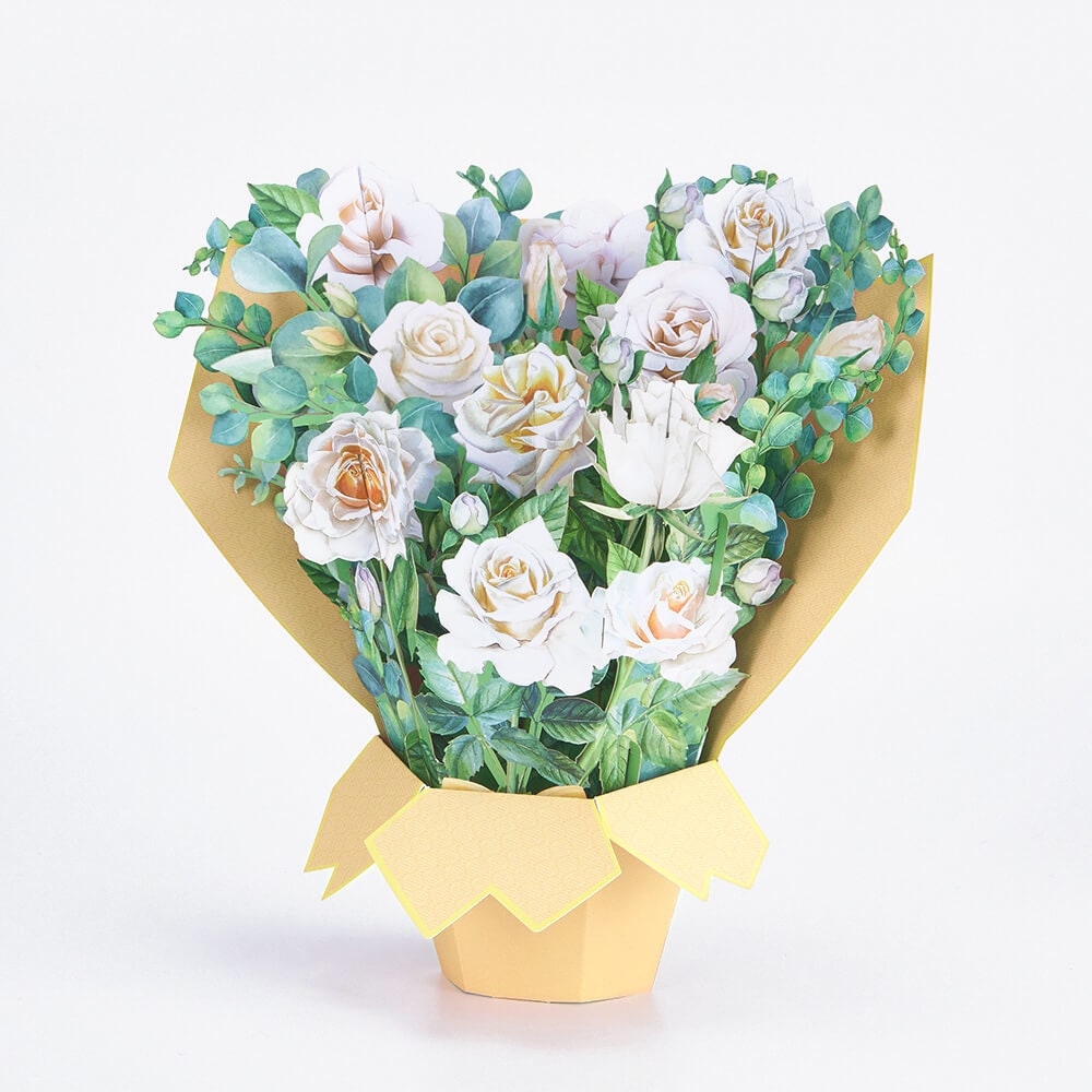 White Rose Bouquet 3D Pop up Greeting Card for Any Occaision - Etsy