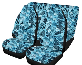 Blue Hawaiian Car Seat Covers | Tropical Plumeria Print, All-Season Vehicle Protectors