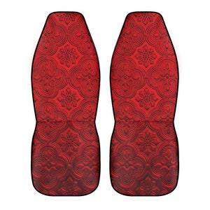 Protectores de asiento delantero de coche con estampado rojo estilo gótico imagen 6