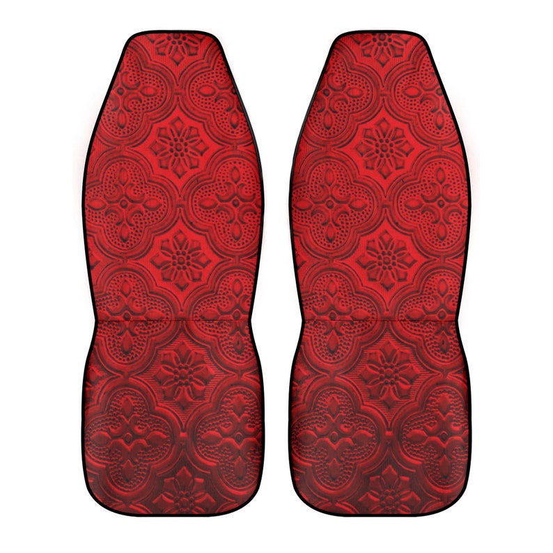 Protectores de asiento delantero de coche con estampado rojo estilo gótico imagen 6
