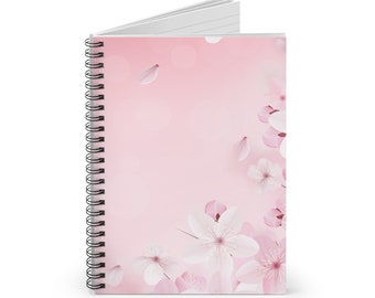 Blush Pink Cherry Blossom Spiral Journal - Ruled Line