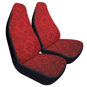 Protectores de asiento delantero de coche con estampado rojo estilo gótico imagen 4