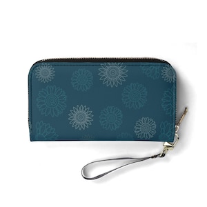 Soft Leather Teal Green Sunflower Wallet