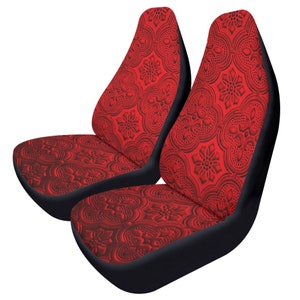 Protectores de asiento delantero de coche con estampado rojo estilo gótico imagen 2