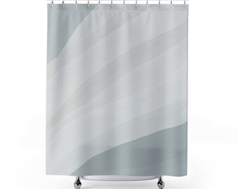 Sage Green Wavy Stripes Shower Curtain | Refreshing Bath Update | Fabric Shower Liner | Aesthetic Bathroom Style