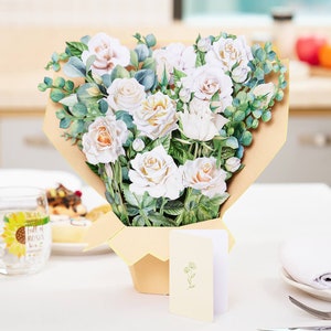 Weiße Rose 3D Pop Up Grußkarte für jeden Anlass