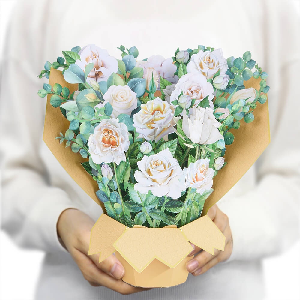 White Rose Bouquet 3D Pop up Greeting Card for Any Occaision - Etsy