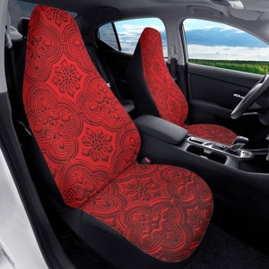 Protectores de asiento delantero de coche con estampado rojo estilo gótico imagen 1