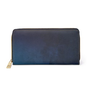 Cartera minimalista con cremallera y degradado de zafiro azul marino