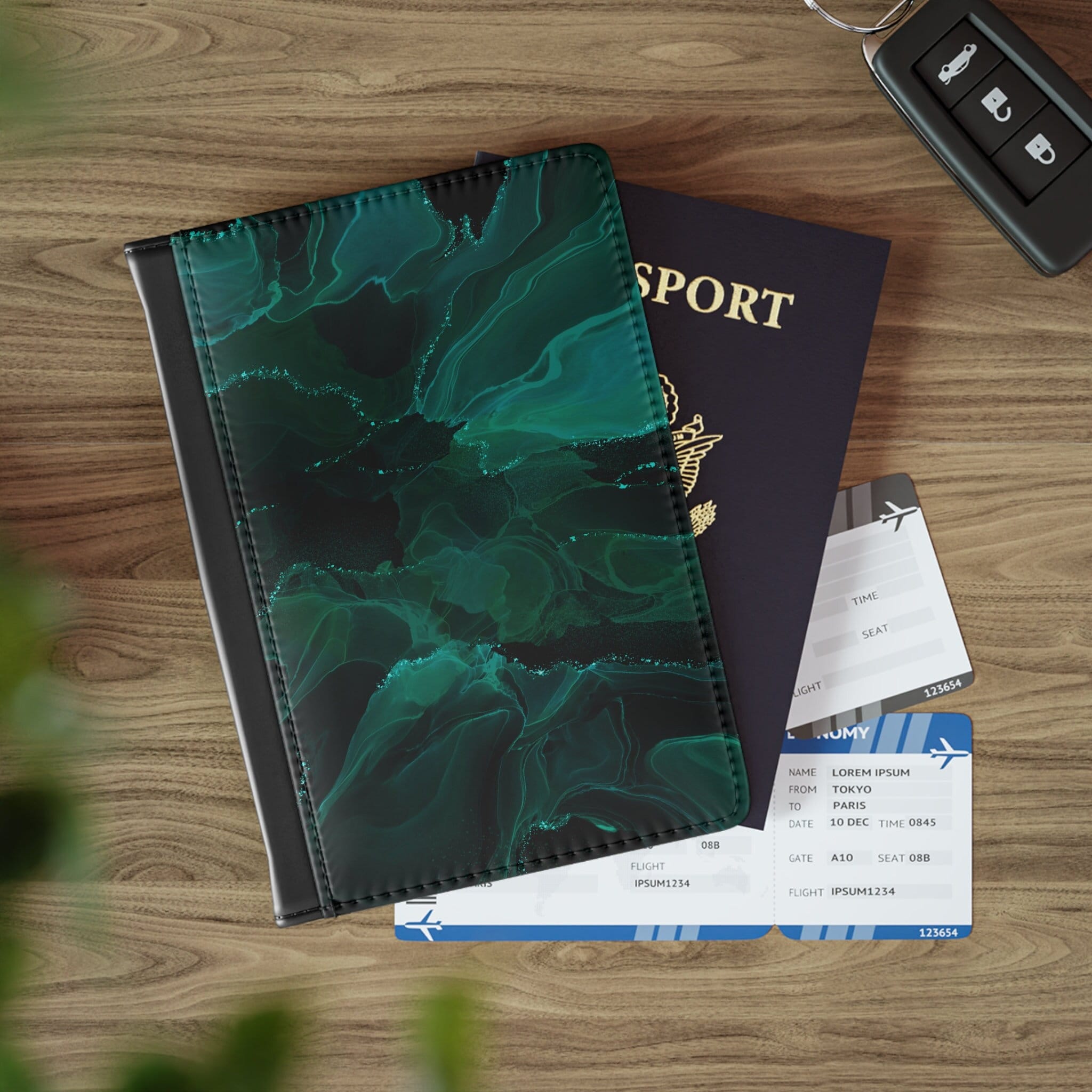 Emerald Green Marble Passport Wallet