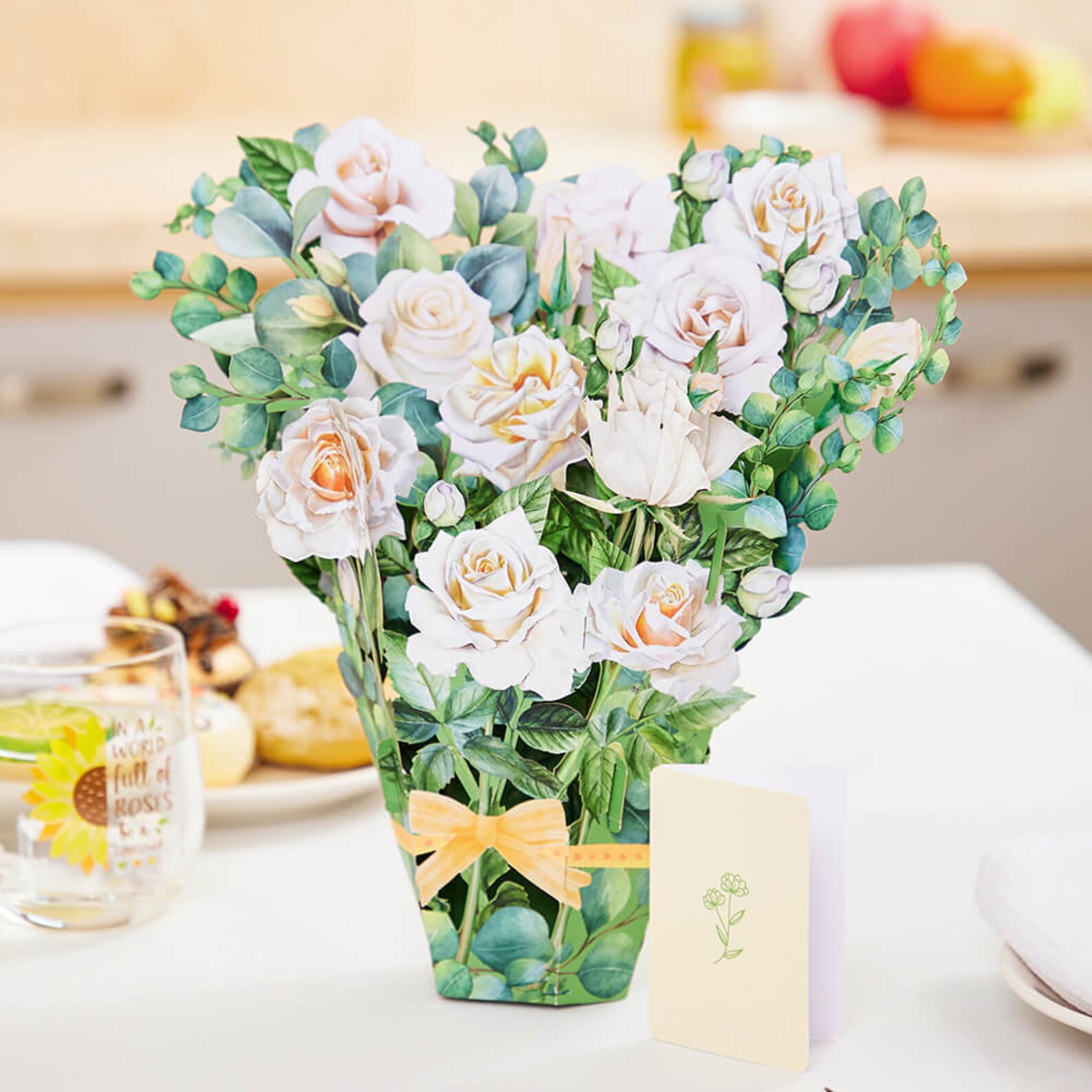 White Rose Bouquet 3D Pop up Greeting Card for Any Occaision - Etsy