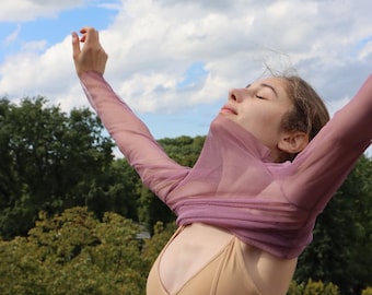 MINIMISMI recycled mesh/long sleeve top in pink