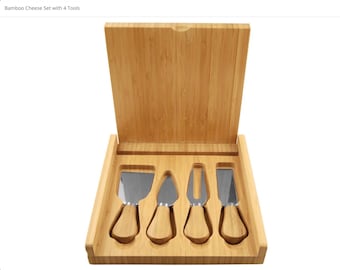 8" x 8" Bamboo Cheese Set with 4 Tools
