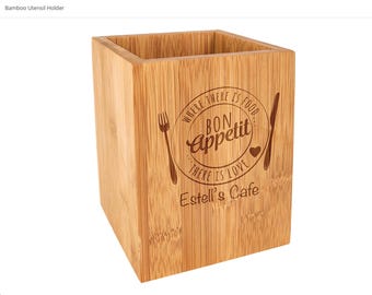 Bamboo Utensil Holder - 4 1/4" x 6"