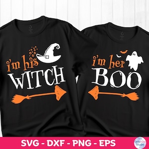 Halloween Couple Shirts SVG: I&#39;m His Witch, I&#39;m Her Boo (Digital Download