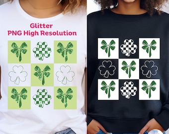 Coquette St Patrick's Day Png Retro Checkered St Patty's Day png Lucky Shamrock PNG St Patricks Coquette Png Irish Png Lucky Charm Png