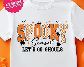 Checkered Spooky Season SVG: Retro Halloween Ghouls PNG (Digital Download)