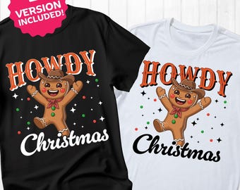 Howdy Christmas PNG, Western Cowboy Gingerbread Sublimation Design