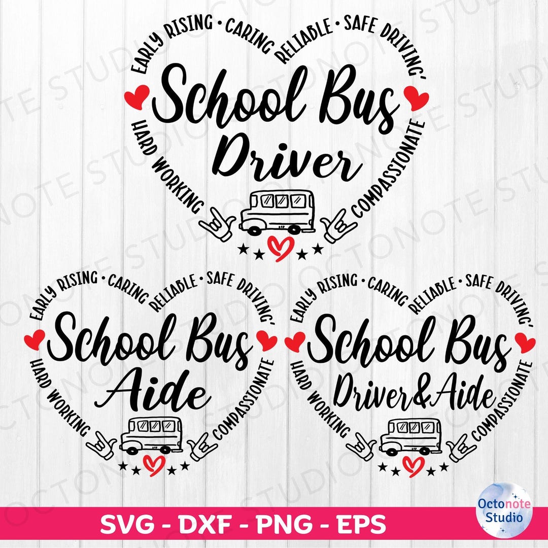 School Bus Driver SVG: Heart Design Cut Files (digital Download) - Etsy