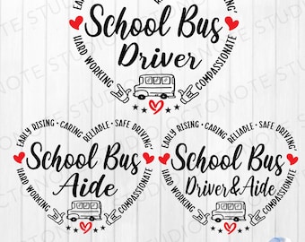 School Bus Driver SVG: Heart Design Cut Files (Digital Download)