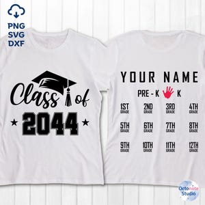 Class of 2044 SVG, Grow With Me Handprint Shirt svg cut file, Perfect for Kids&#39; T-Shirts, Pre-K, 1st grade, 2nd, 3rd, 4th, png