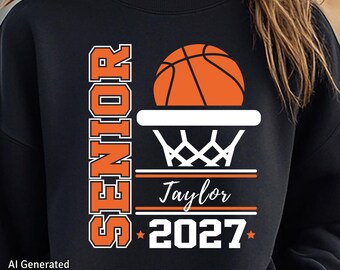 Archivos SVG para camisetas personalizadas de baloncesto para estudiantes de último año de secundaria (2027) (descarga digital)