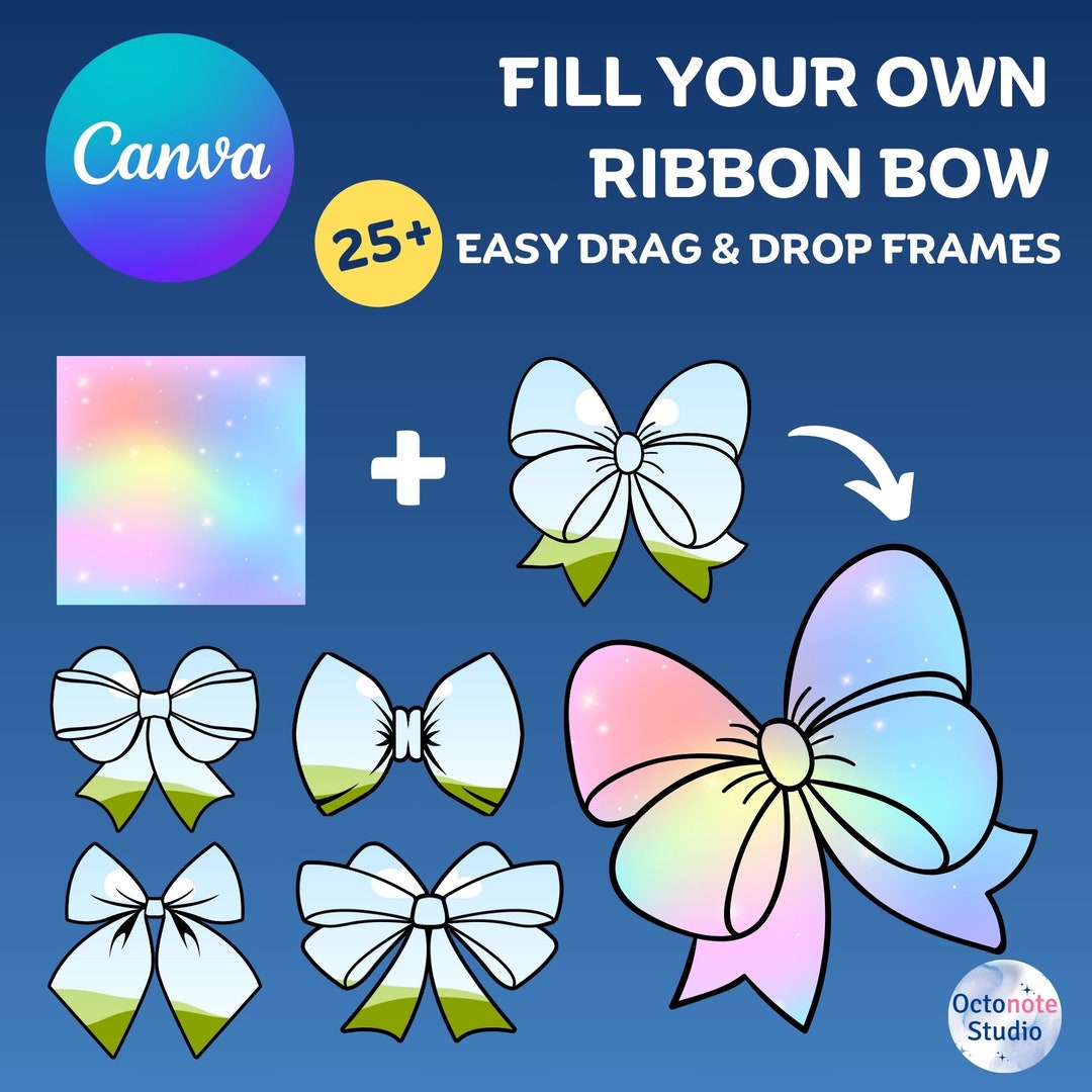 Canva Ribbon Bow Frames Bundle: Drag & Drop Templates (digital Download ...