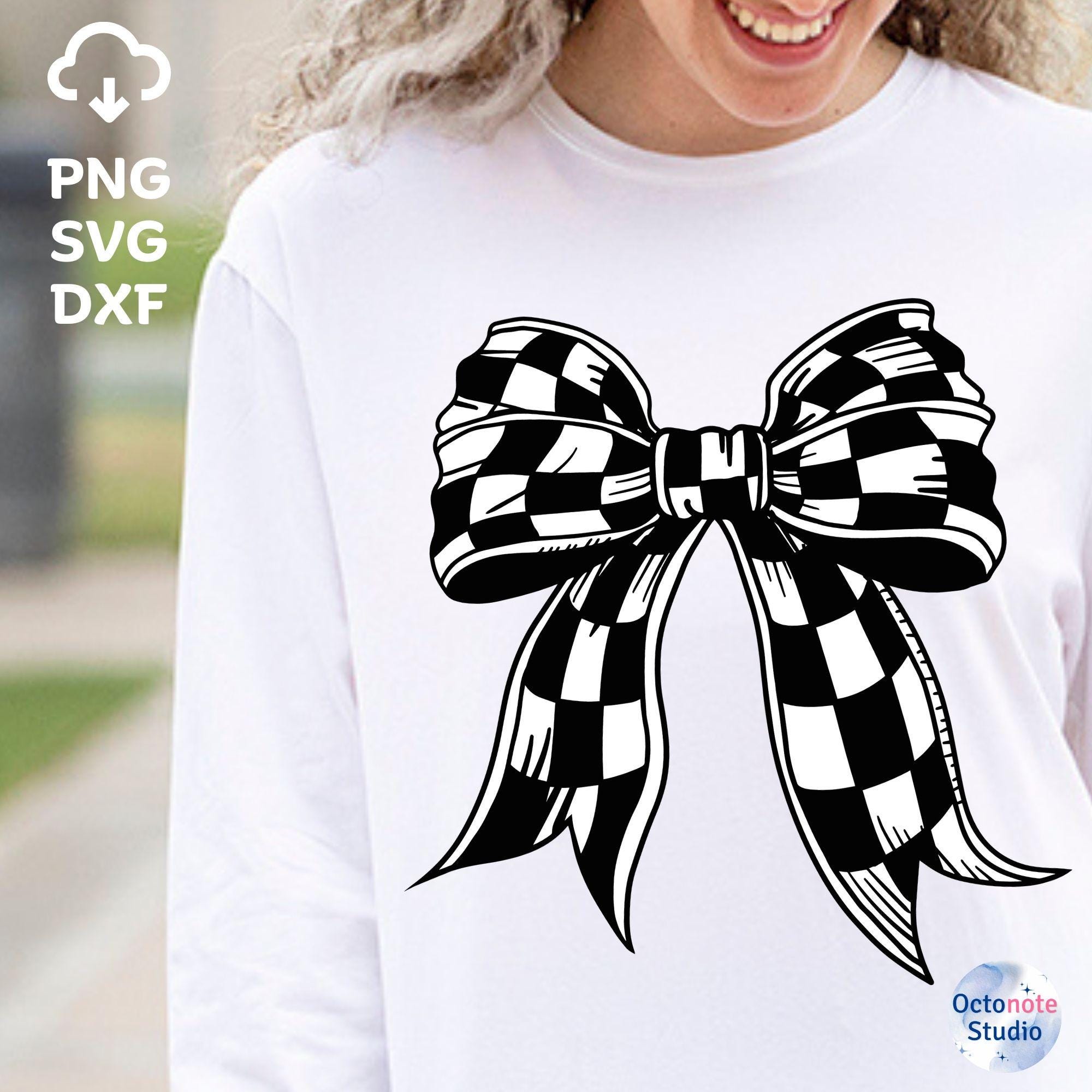 Checkered Race Day Bow: SVG, PNG, DXF (Digital Download)