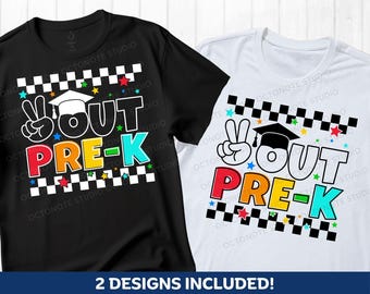 Peace Out Pre-K SVG: Checkered Pre-K Graduation Shirt Design (Digital Download