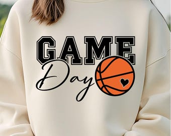 SVG del día del partido de baloncesto: Diseños de camisetas de porristas; Archivos de corte Cricut (Descarga digital)