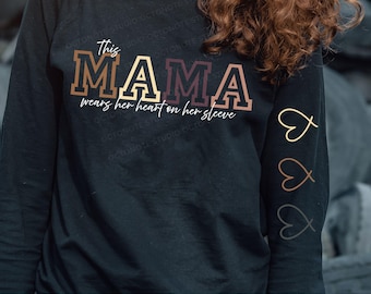 Mama Heart on Sleeve SVG: Custom Kids Names (Digital Download)