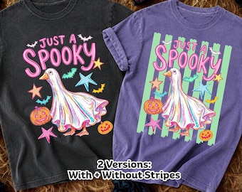 Ganso de Halloween PNG, diseño de ganso fantasma preppy, archivo de sublimación para la temporada de Halloween, estilo boutique de otoño, desgastado, versiones con y sin rayas.
