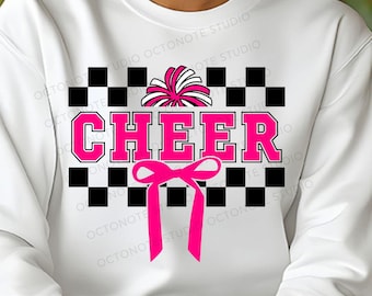 Cheer Coquette Bow SVG: Cheerleader Shirt Design (Digital Cut File)