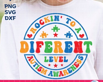 Autism Awareness SVG PNG: Rockin' Different Level Design (Digital Download)
