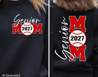 Diseño SVG para mamá de último año de béisbol 2027: Camiseta de graduación, taza (descarga digital)