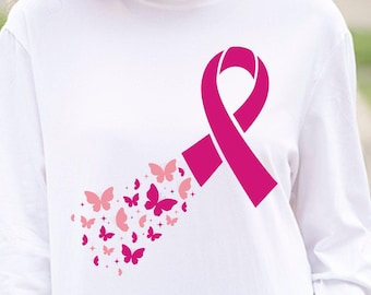 Butterfly Breast Cancer Awareness SVG: Pink Ribbon Sublimation Design (Digital Download