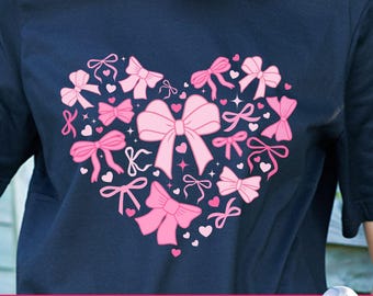 Corazón coqueto de San Valentín con lazos PNG (Descarga digital)