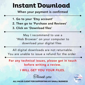 Halloween Goose instant download instruction card for digital buyers.
Clear steps for accessing the sublimation design after purchase confirmation.