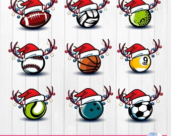 Christmas Sports Ball Reindeer PNG Bundle: Winter Holiday Design (Digital Download)