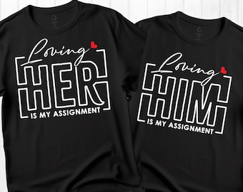 Loving Him or Her SVG: Matching Couple Shirts Mug, Cricut (Digital Download)