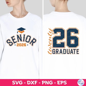 Senior 2026 Graduation SVG Bundle: Shirt Design, Cap & Gown (Digital Download)