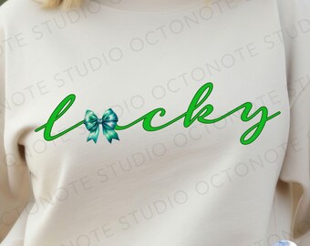 Lucky St.Patricks Day Coquette Png, St Patricks day png, Lucky png, St Patrick Bow Png, St Pattys day png, Girl st patricks day, Shamrock