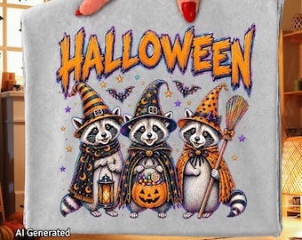 Mapache de Halloween PNG, Halloween retro, Mapache espeluznante de Halloween, Halloween espeluznante, Diseño de camiseta de Halloween de moda, Mapache calabaza