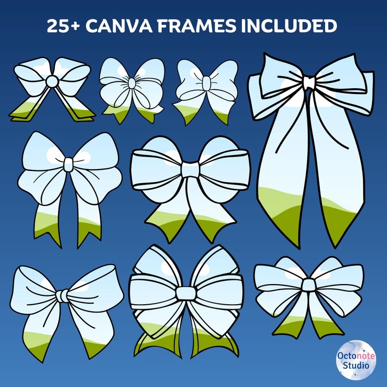 Canva Ribbon Bow Frames Bundle: Drag & Drop Templates (digital Download ...