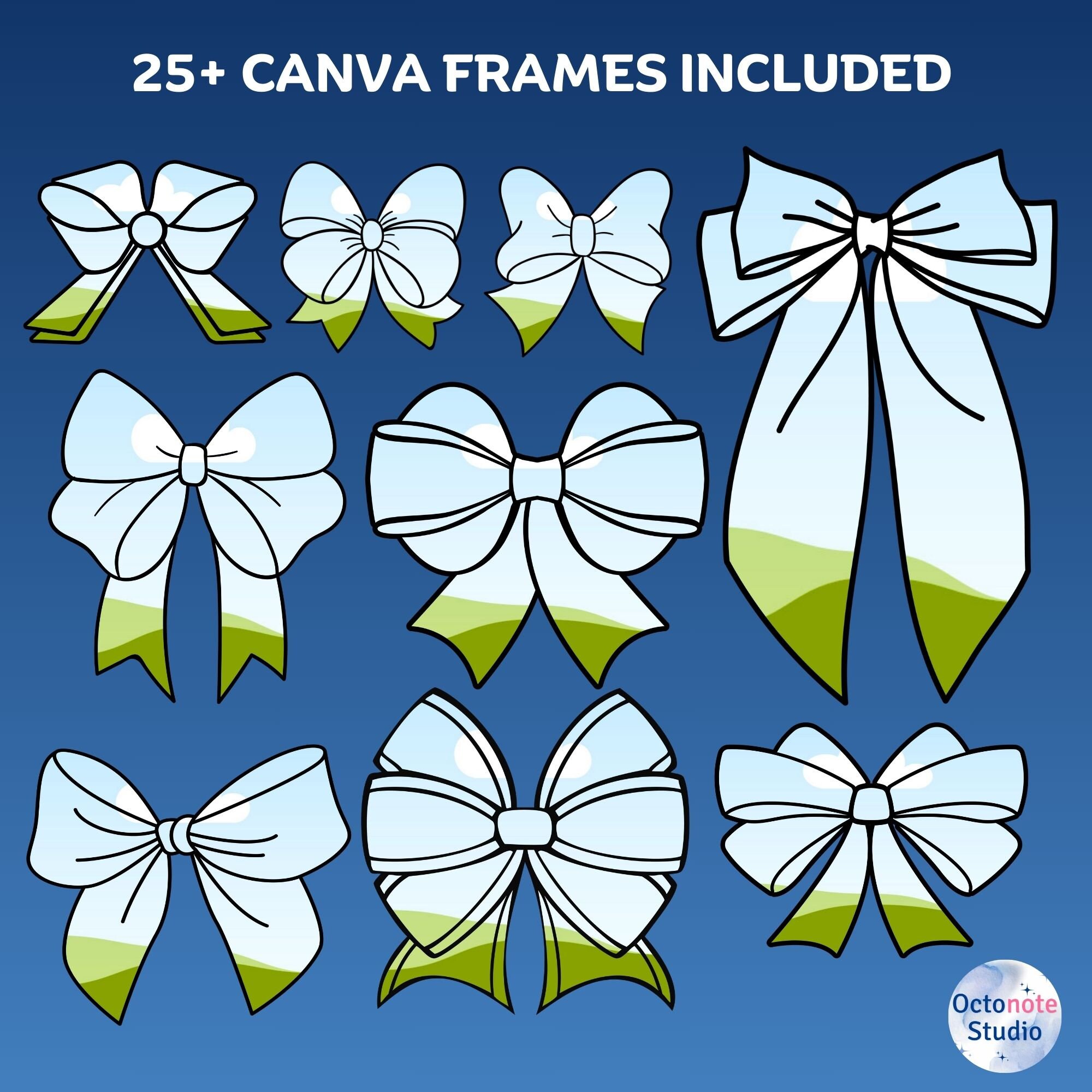 Canva Ribbon Bow Frames Bundle: Drag & Drop Templates (digital Download ...