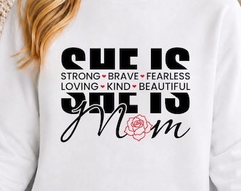 Mom Life SVG, Strong Worthy Loved, Funny Cricut File, Mama Shirt (Digital Download)