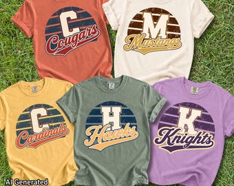 Custom School Mascot Football Baseball Hockey Retro Design PNG, Custom School Team PNG, Custom Mascot PNG, Personalized Football Png