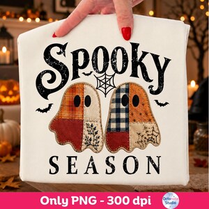 Patchwork Spöke png, Quilt Halloween png, Mysig Halloween png, Retro höst png, Halloween-lapp png, Vintage spökdesign, Halloween mysig png