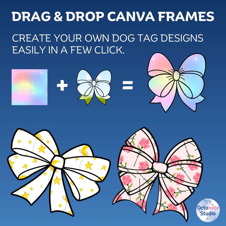 Canva Ribbon Bow Frames Bundle: Drag & Drop Templates (digital Download ...